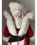 Vintage Santa Claus Figurine Porcelain Hands And Face 16” W/stand Felt T... - £14.63 GBP