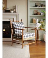 Vintage Plaid Wooden Armchair  Designer Checkered Accent Sofa for Livin... - $1,699.00