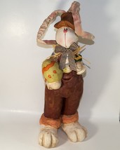 Easter Bunny Rabbit Figurine Dressed Painting A Egg Ceramic 19&quot; Tall Vintage - £9.58 GBP