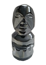 Mayan or Tiki God Statue Black Stone Onyx Opalescent Gold Tones Figure - £13.64 GBP