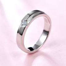 Moissanite Couple Wedding Rings 925 Silver Rhodium Plating Diamond Test Past Moi - £85.80 GBP