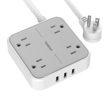 Power Strip With 3 Usb Ports, 5 Ft Extension Cord Flat Plug With 4 Outle... - $30.99