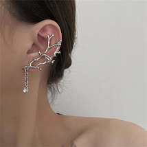 Clear Crystal & Silver-Plated Branch Drop Ear Cuff - Set Of Two - £10.14 GBP