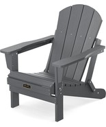 Serwall Folding Gray Adirondack Chair For Patio, Garden, And Fire Pit. - £163.61 GBP