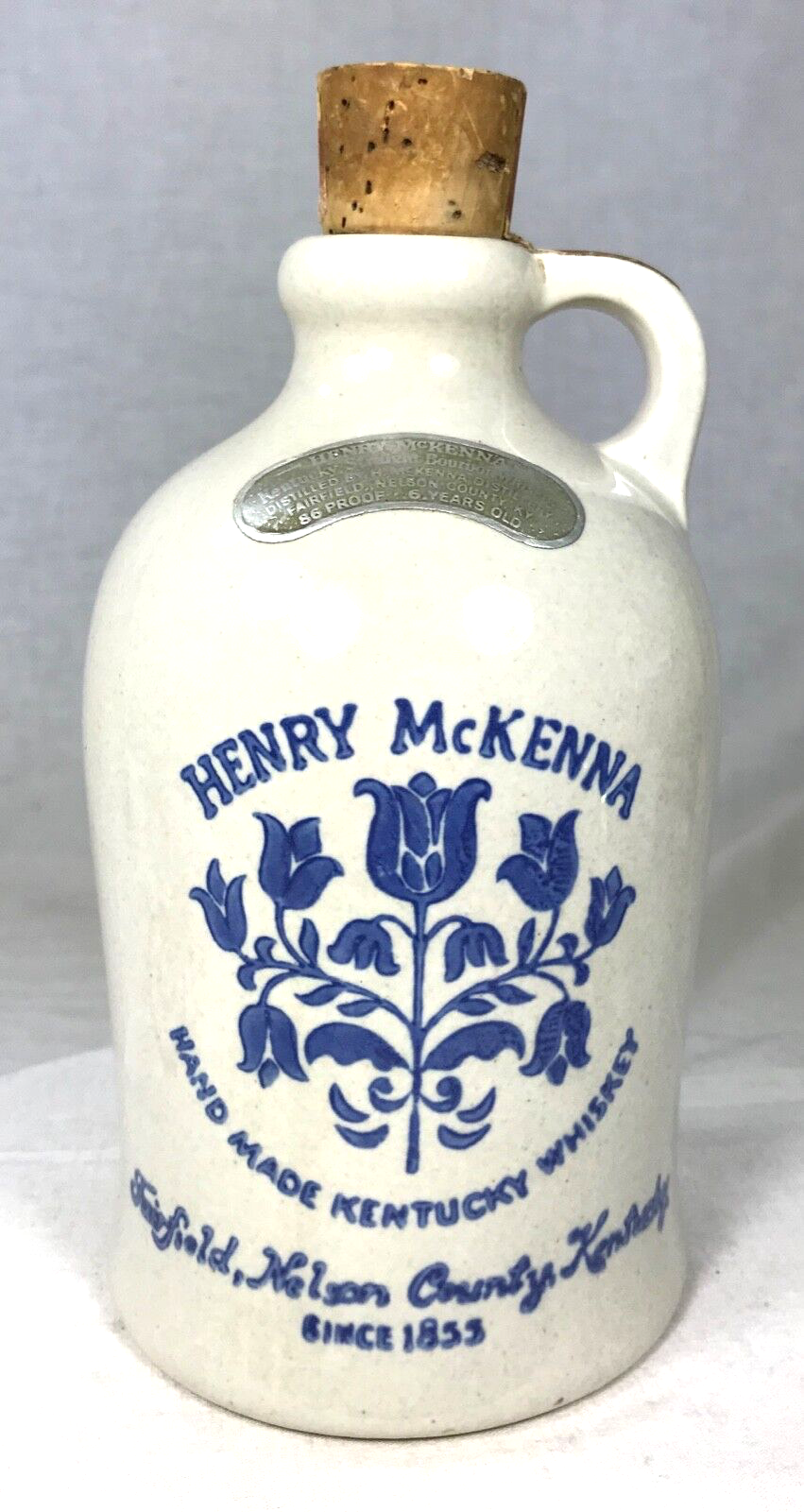 Primary image for Henry McKenna Stoneware Kentucky Whiskey Jug 4/5 Quart (Empty) Blue Grey 7.25"