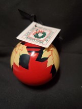 Nancy Wayland Hand Painted Christmas Ball Ornament Poinsettia - $10.45