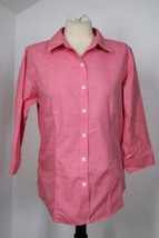 LL Bean M Pink Wrinkle Free Pinpoint Oxford 3/4 Sleeve Top 218680 - £17.05 GBP