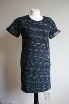 Club Monaco 0 Heather Gray Black Short Sleeve Faux Leather Trim Ponte Dress - £23.50 GBP