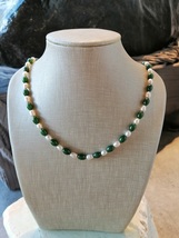 New zealand designs Nephrite Jade / Pearl Beads Oval Necklace Oval 18&quot; - £100.13 GBP