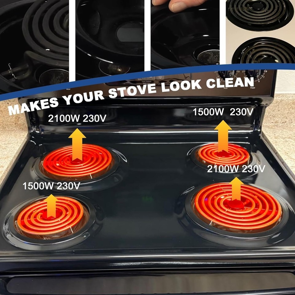 Versatile 8-Piece Black Drip Pan & Burner Set - Fits Frigidaire & Kenmore Stoves Item image 4