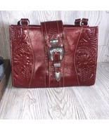 AMERICAN WEST Leather Handbag Hand Tooled Leather Satchel Sturdy Handbag - £38.91 GBP