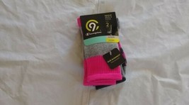 C9 Champion Youth Crew Pink/Gray Outdoor Duo Dry 2 Pair Socks Size 10.5-4 - $15.94