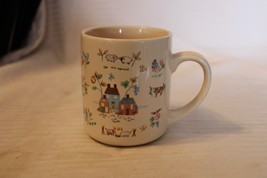 Ceramic 3.75&quot; Tall Coffee Cup With 3 Farm Houses and Farm Animals and Fa... - $19.00