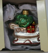 Santa Claus&#39; Sleigh Christmas Tree Ornament Impuls Poland Blown Glass Vintage - £14.06 GBP