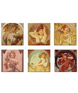 Art Nouveau Women Alphonse Mucha Backsplash Border Ceramic Tiles Set of ... - $1,943.11 MXN