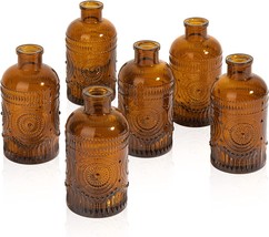 Comsaf Glass Bud Vases Set Of 6, Small Clear Bud Vases In Bulk, Mini, Amber - £32.06 GBP