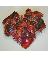 German Red Purple Enamel Leaf Brooch Pin Vintage Costume Jewelry Germany... - £17.20 GBP