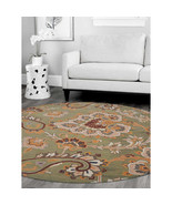 Glitzy Rugs 8 x 8 ft. Hand Tufted Wool Floral Round Area Rug Green - €274,14 EUR
