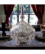 Imperial Cut Crystal Candy Dish Strawberry Design Finial Top Lid Footed ... - £70.08 GBP