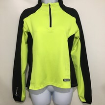 Brooks Womens M Neon Green Black Long-Sleeve Bike Jersey 1/2 Zip Cycling - $29.89