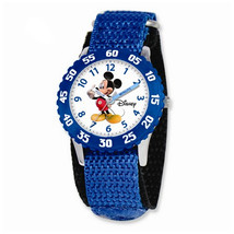 Disney Kids Mickey Mouse Blue Hook and Loop Band Time Teacher Watch - £33.03 GBP