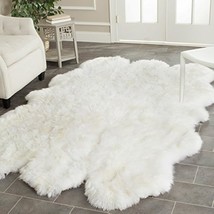 SAFAVIEH Sheep Skin Collection Accent Rug - 3&#39; x 5&#39;, Natural &amp; White, Handmade R - $157.99