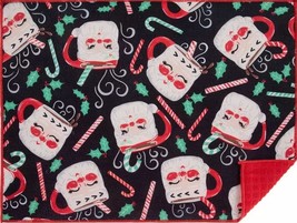 Kitchen Microfiber Drying Mat(15x20&quot;)CHRISTMAS,SANTA Coffee Mugs &amp;Sugar Canes,Mi - £12.65 GBP