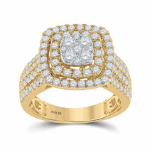 14kt Yellow Gold Womens Round Diamond Square Cluster Ring 1-1/2 Cttw - £1,375.34 GBP