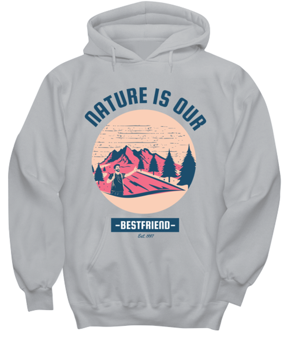 Nature is Our Best Friend, grey Hoodie. Model 60074  - $39.99+