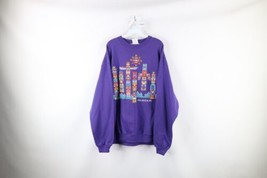 Vtg 90s Streetwear Womens 2XL Spell Out Alaska Totem Pole Sweatshirt Purple USA - £46.35 GBP