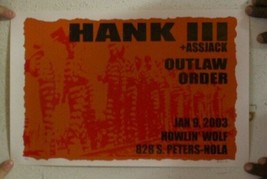 Hank Williams III Poster Silkscreen Signed And Numbered January 9 2003 The Third - £70.81 GBP