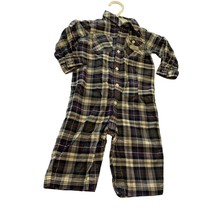 Ralph Lauren Boys Infant Baby Size 6 Months Purple Black Plaid 1 Piece Coverall - £15.76 GBP