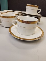 Set of 8 cups and saucers Sango 8453 vintage china in Empress Gold - $20.90