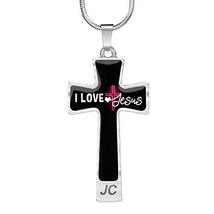 I Love Jesus Bible Verse Cross Pendant Necklace Stainless Steel or 18k Gold 18-2 - £39.07 GBP