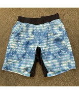 Lululemon THE Shorts 9” Lined El Current Tidal Stripe Blue Mens LG Active - £14.00 GBP