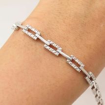 14K White Gold Finish 4.75Ct Round Cut Diamond Bar Link Bracelet For Women Gift - £131.53 GBP