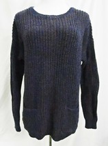Coincidence &amp; Chance Sweater Chunky Knit Blue Burgundy Crewneck Anthropo... - £16.16 GBP