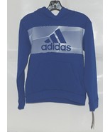 Adidas Bright Blue White Medium 10-12 Pullover Hoodie with Front Pocket - £35.39 GBP