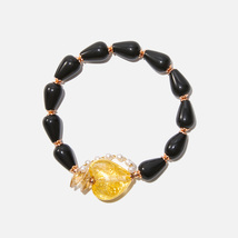 Handmade Czech Glass Beads Crystal Bracelet - Radiant Noir Sunburst Bracelet - £31.96 GBP