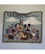 Disney Fringed Throw The Magic Begins With You! Mickey Mouse Minnie &amp; Gang - $64.44 CAD