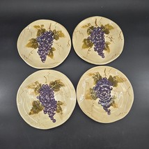 4 Tabletops Unlimited Cabernet Hand Painted Grapevine 8 1/2&quot; Salad Plates - £22.19 GBP