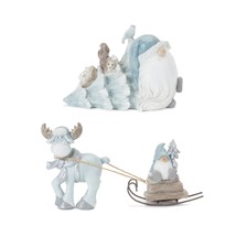 Gnome w/Tree and Reindeer (Set of 2) 4.75&quot;H, 5&quot;H Resin - £32.76 GBP