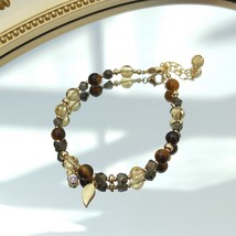 Gemstone Charms Bracelet Natural Tiger Eye&#39;s Citrine Pyrite 6mm American... - £59.11 GBP