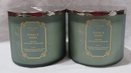 White Barn Bath &amp; Body Works 3-wick Scented Candle Set Lot of 2 CEDAR &amp; SUEDE - £54.80 GBP