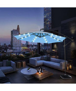 10 FT Solar LED Patio Outdoor Umbrella Hanging Cantilever Umbrella, Ligh... - £132.00 GBP