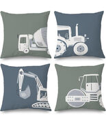 Construction Trucks Pillow Covers 18x18 Set of 4 - Construction Room Dec... - $324.55 MXN