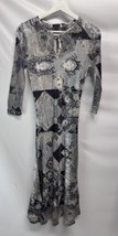Komarov Dress BoHo Wearable Art Silver &amp; Black Midi Special Occasion Dress M - £117.30 GBP
