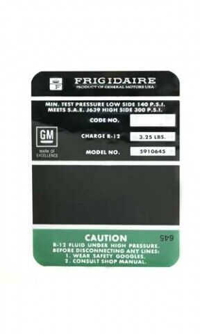 1969 Corvette Decal Air Conditioning Compressor Frigidaire Small Block - $16.78