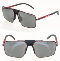 PRADA 52X Linea Rossa Sport Sunglasses Gray Rubber Red Metal FLAT Mirror... - £197.38 GBP