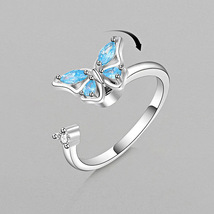 Dainty CZ Butterfly Spinner Ring - £7.59 GBP